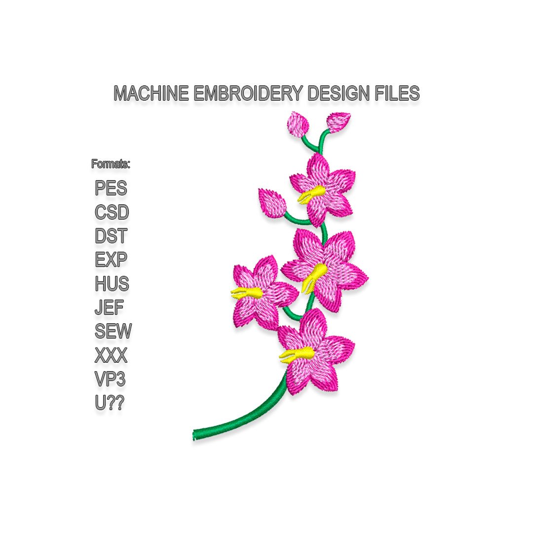 Orchid flower Embroidery design