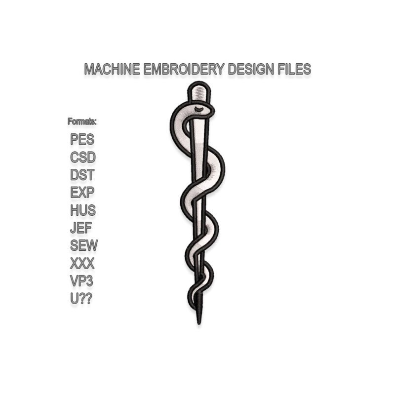 Rod Of Asclepius Embroidery design