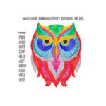 Rainbow Owl Embroidery design