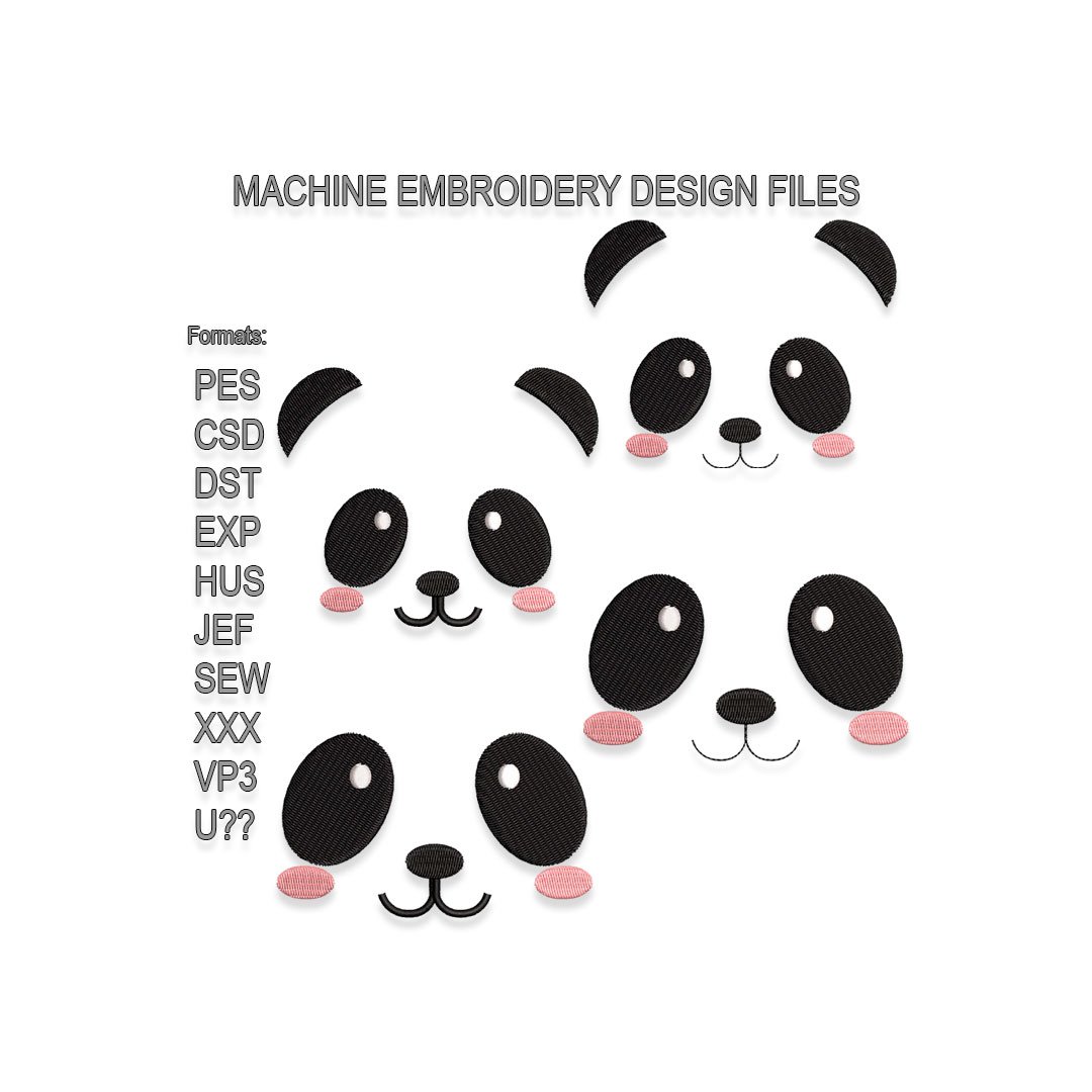 Panda face Embroidery design files