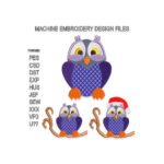 Owl on branch embroidery design