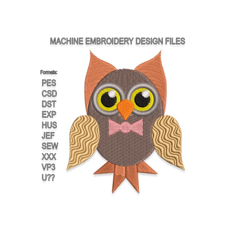 Owl in a Bow Tie Embroidery design