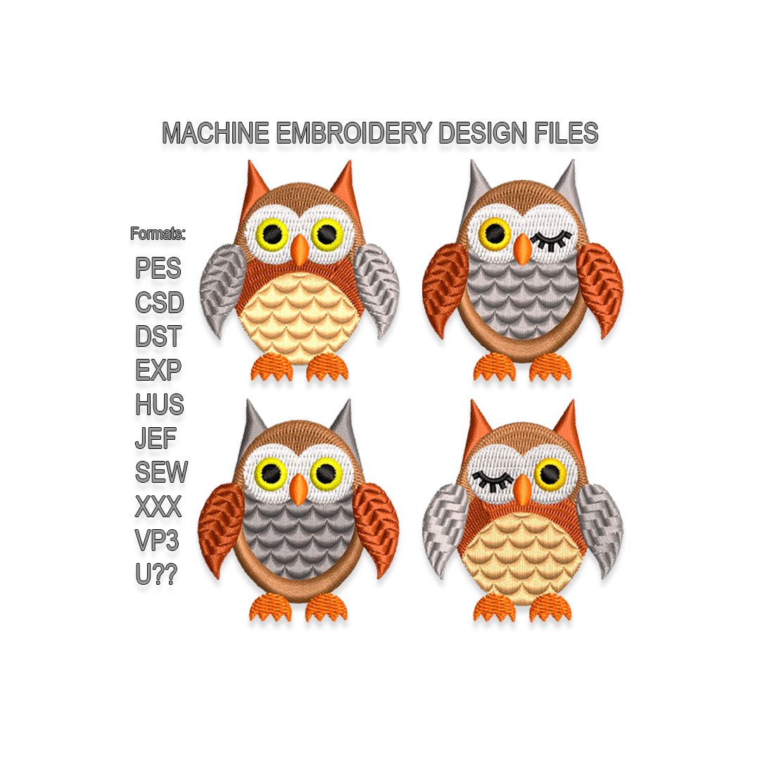 Owls embroidery design