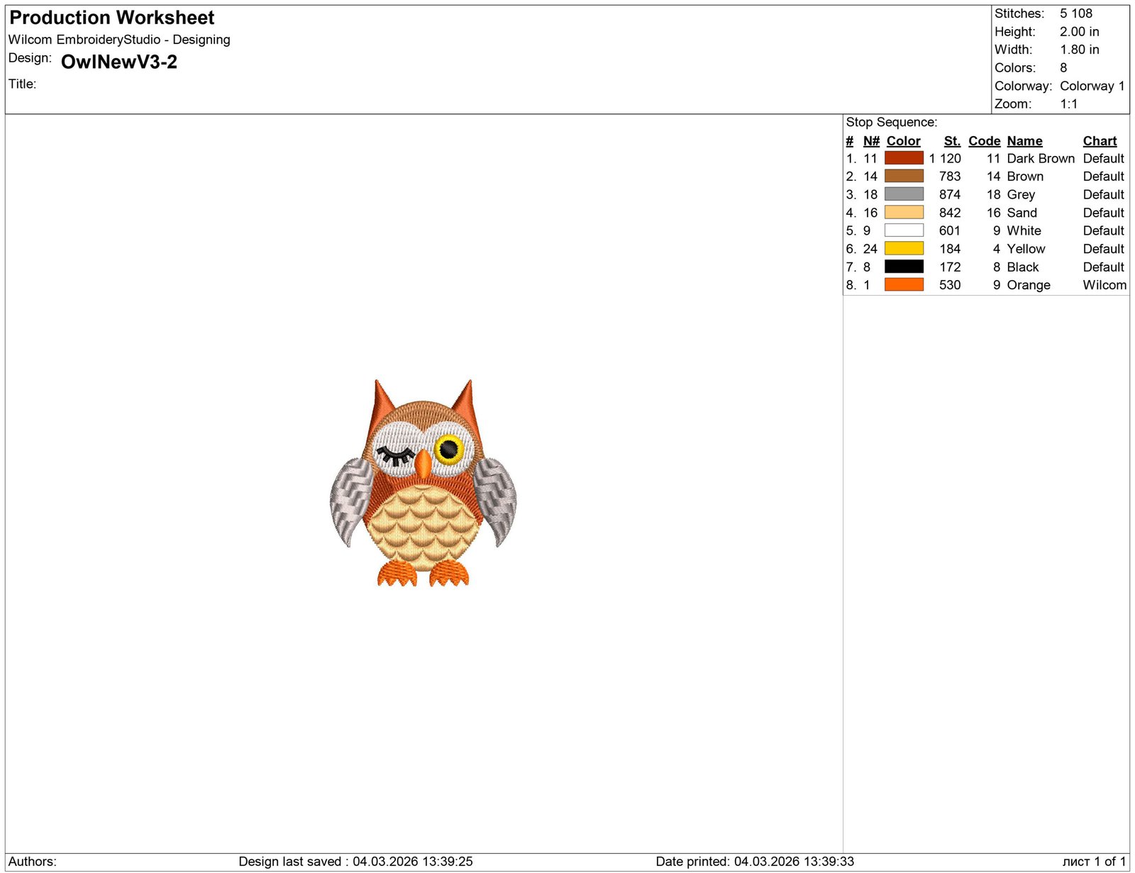 Owls embroidery design