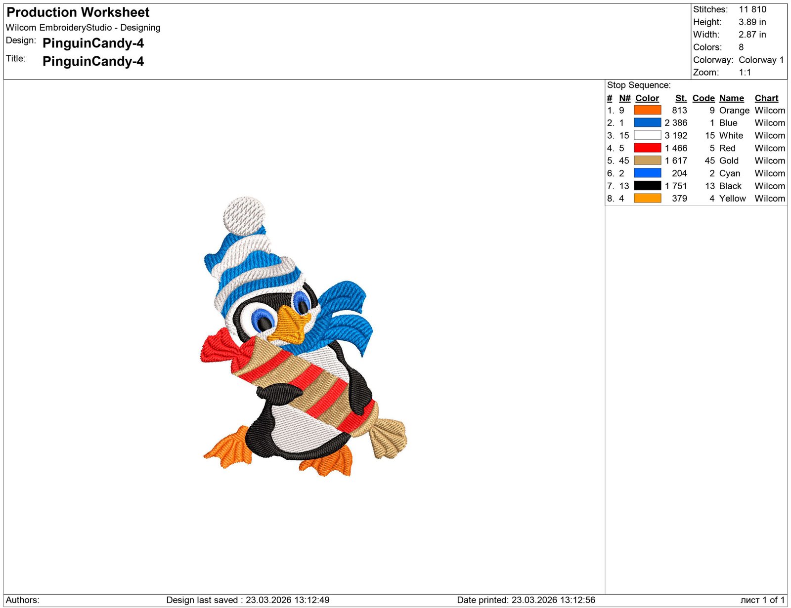 Penguin and Candy Embroidery design - Image 2