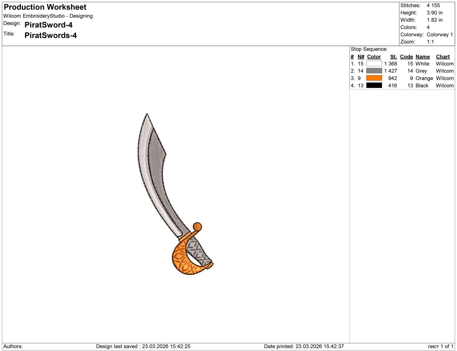 Scimitar Sword Embroidery design - Image 2