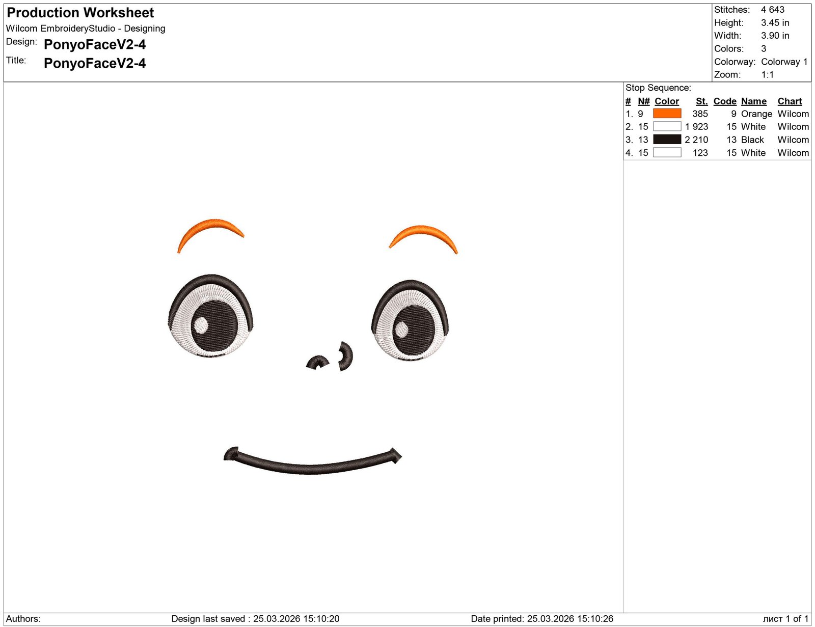 Ponyo face Embroidery design