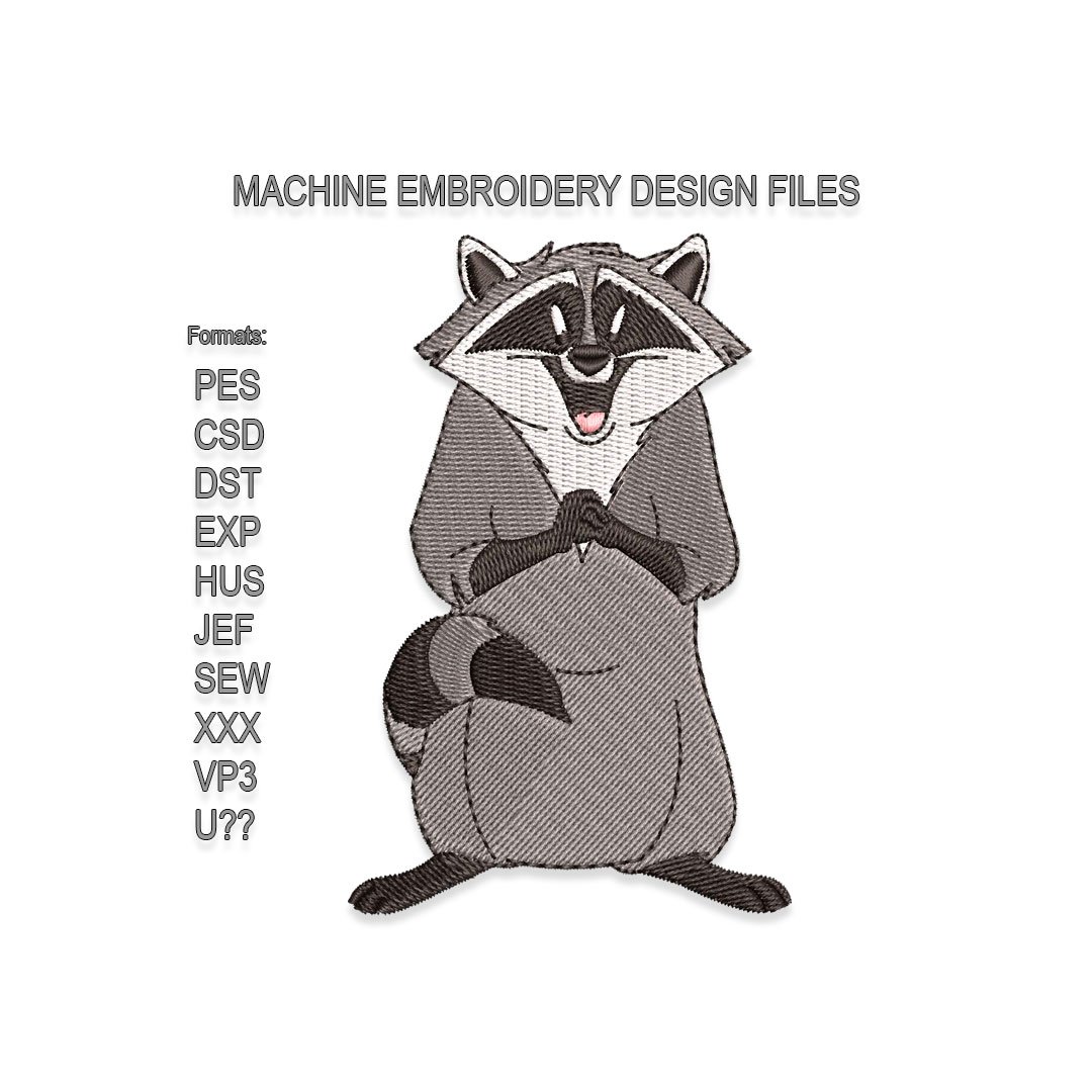 Meeko Raccoon Embroidery design