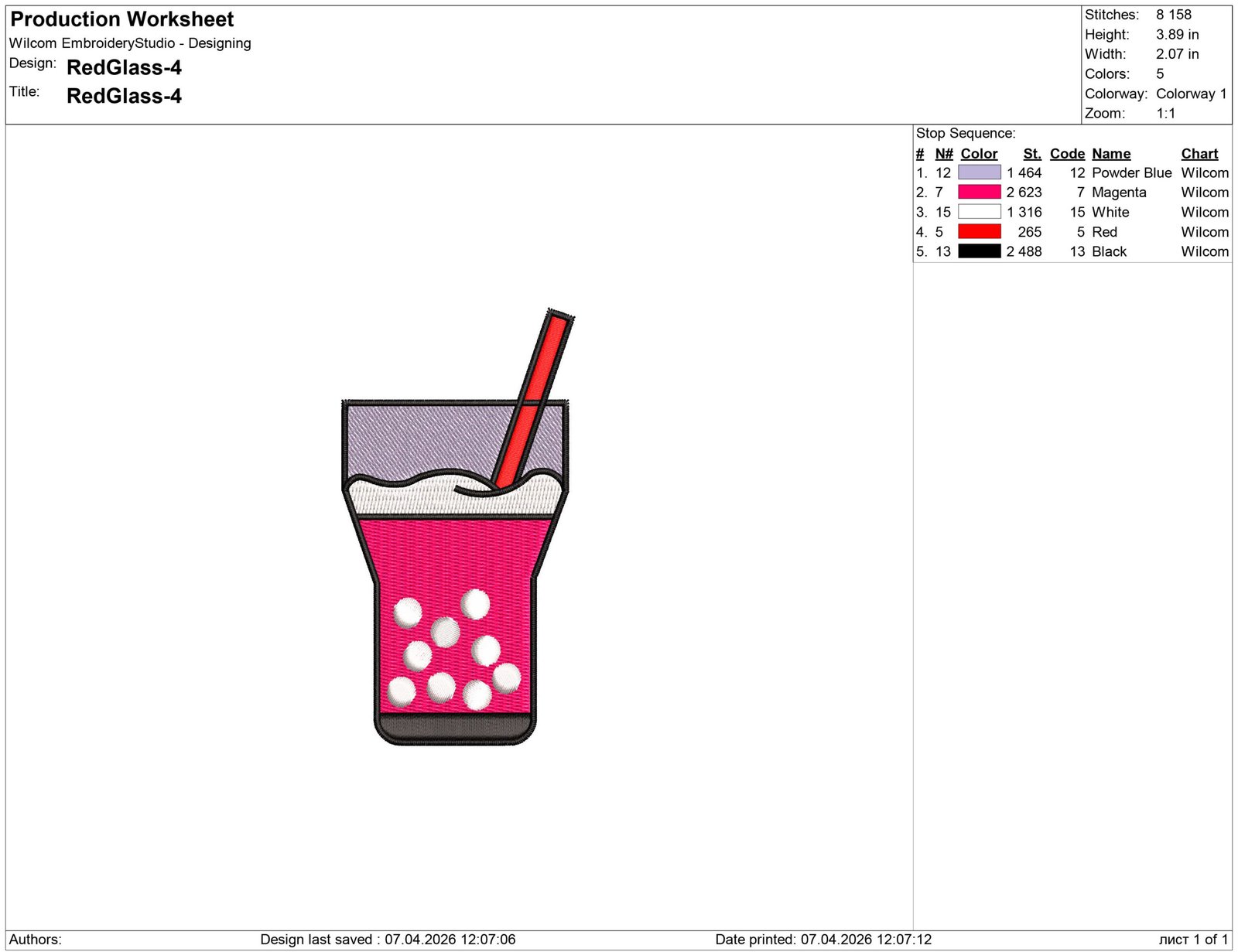 Bubble Tea Embroidery design