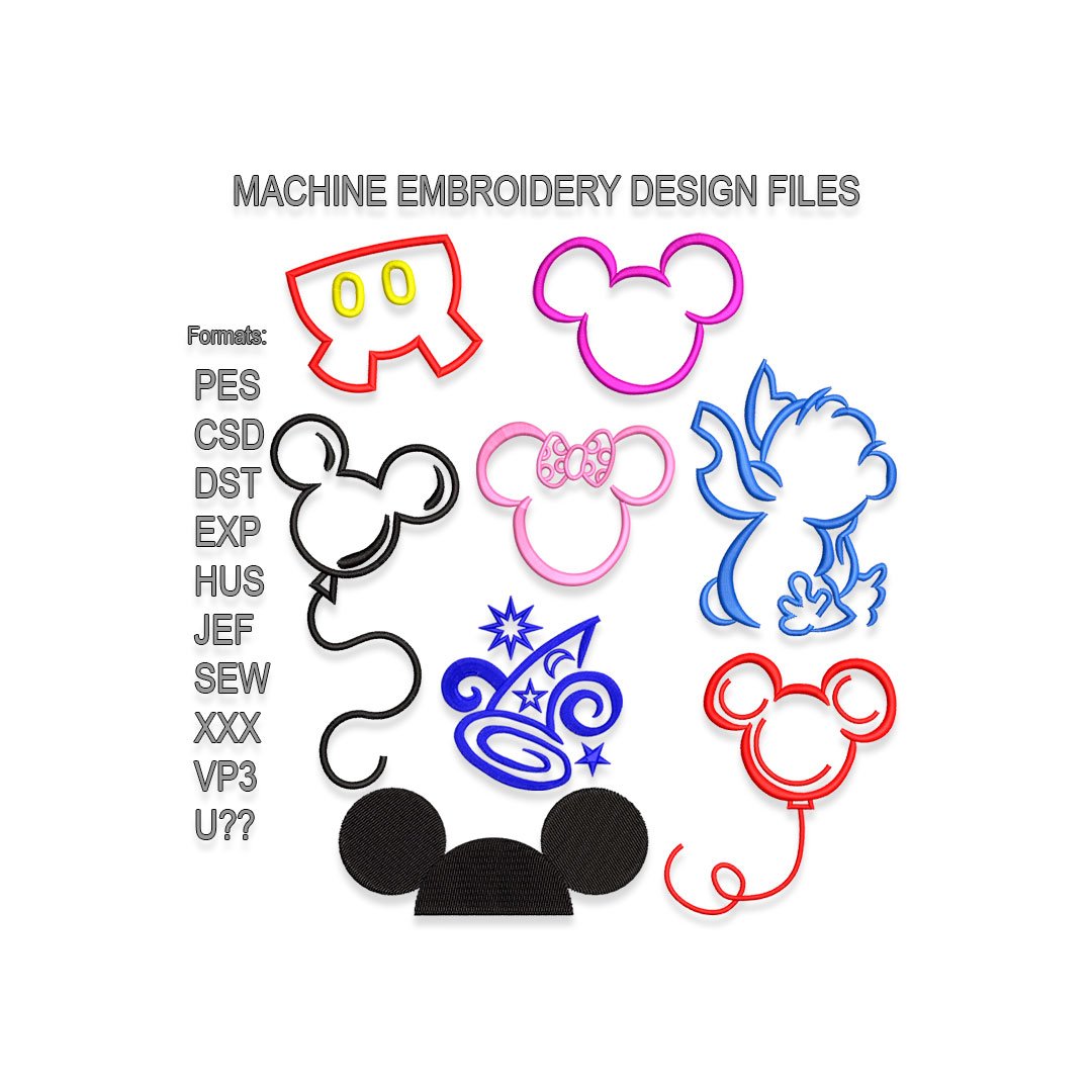 Bundle of Mickey Mouse Embroidery design files