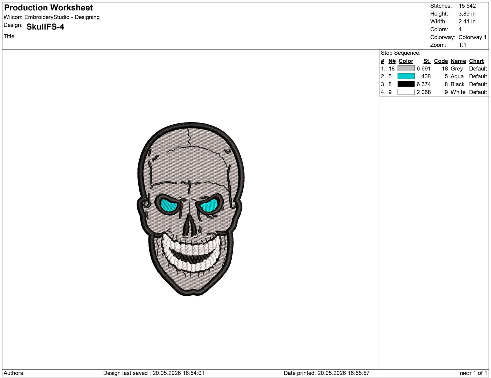 Blue eyes Skull Embroidery design