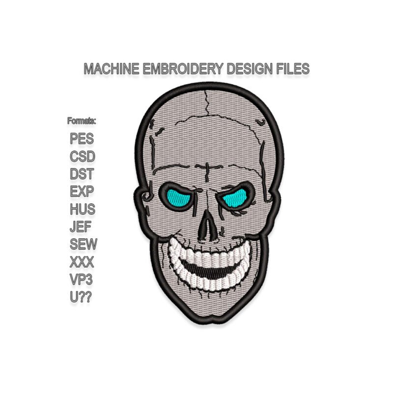 Blue eyes Skull Embroidery design
