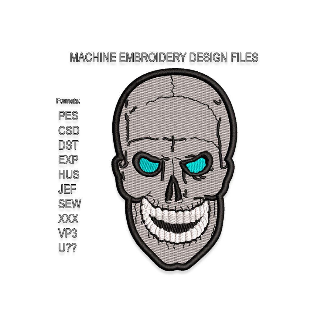 Blue eyes Skull Embroidery design