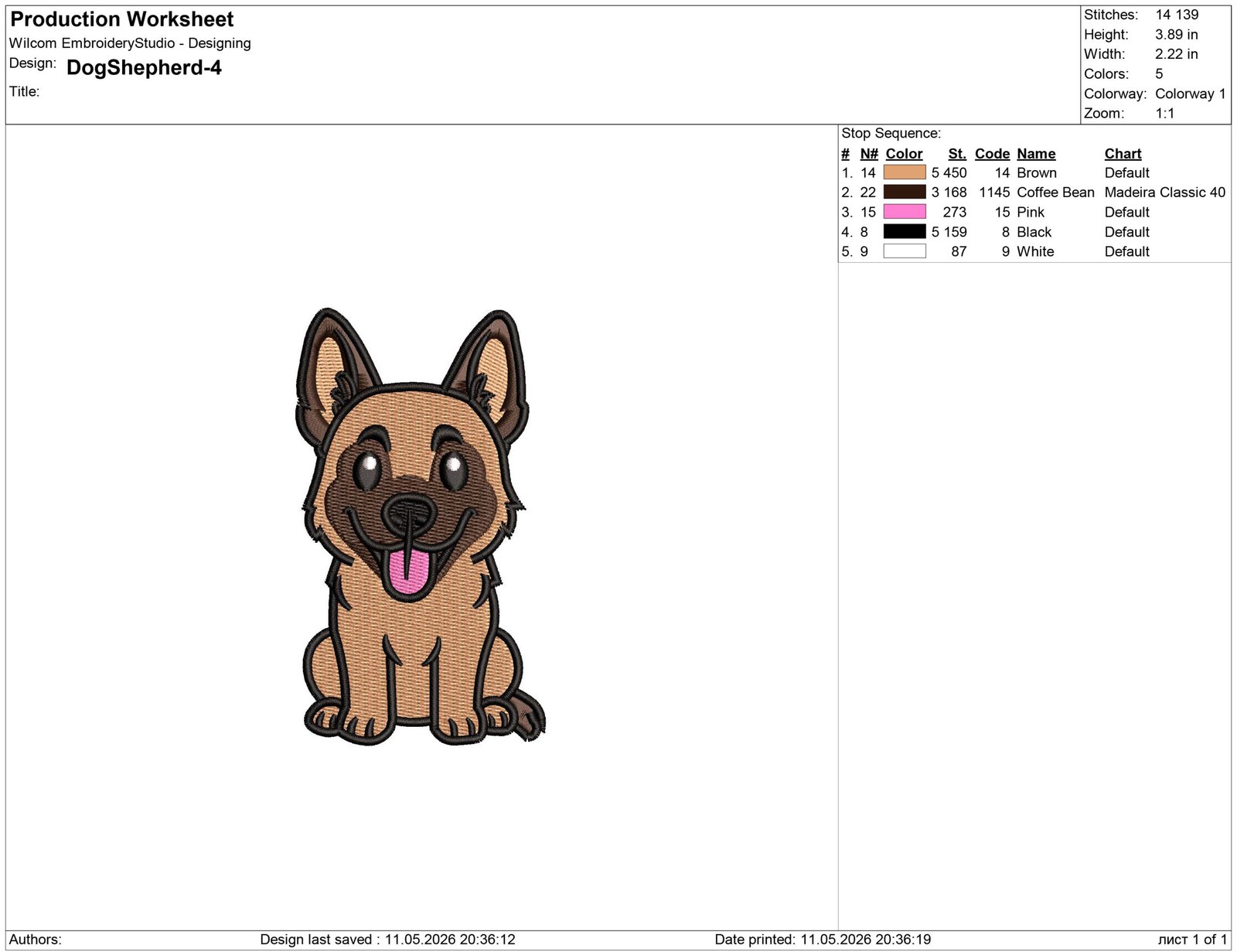 German Shepherd Dog Embroidery design