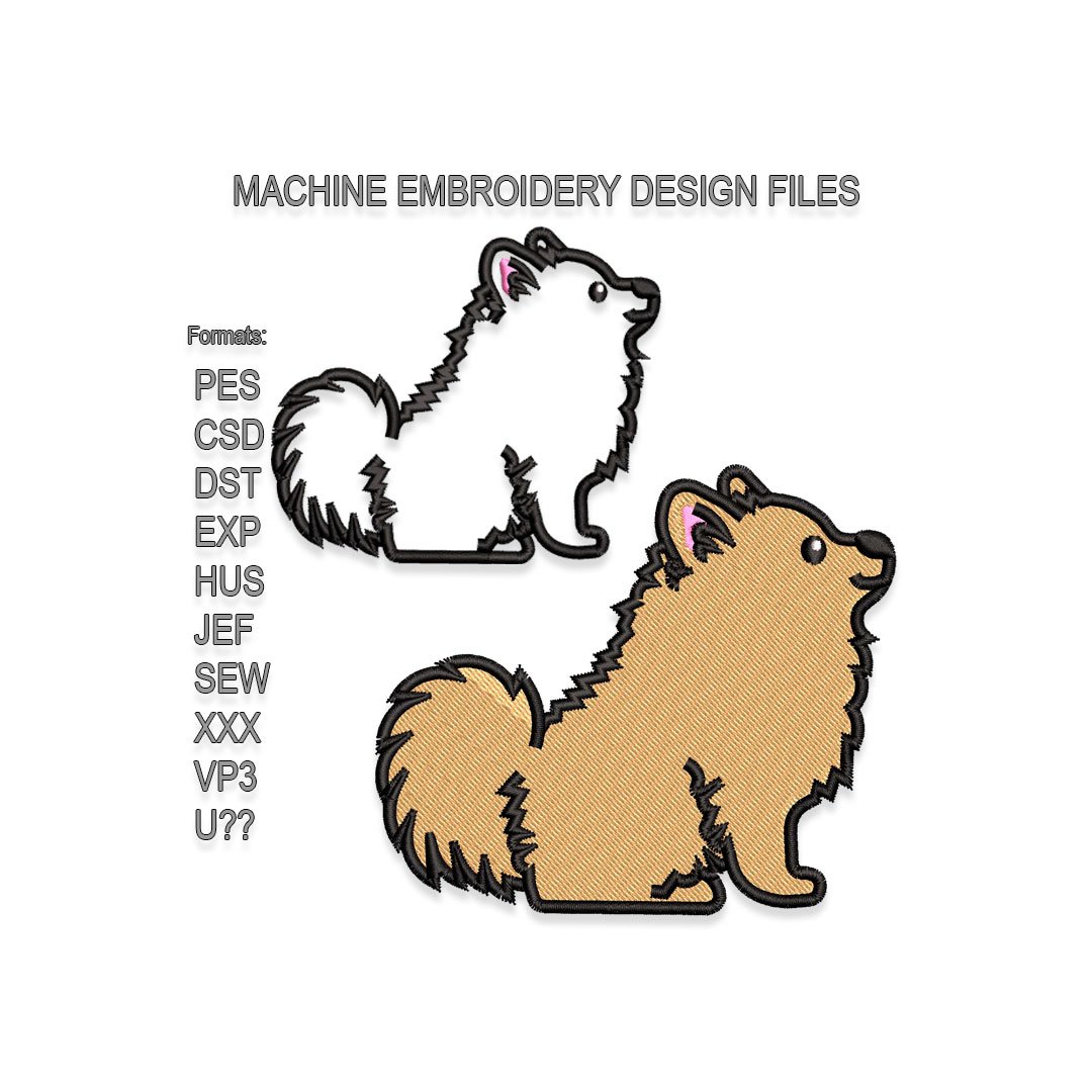Pomeranian dog embroidery design