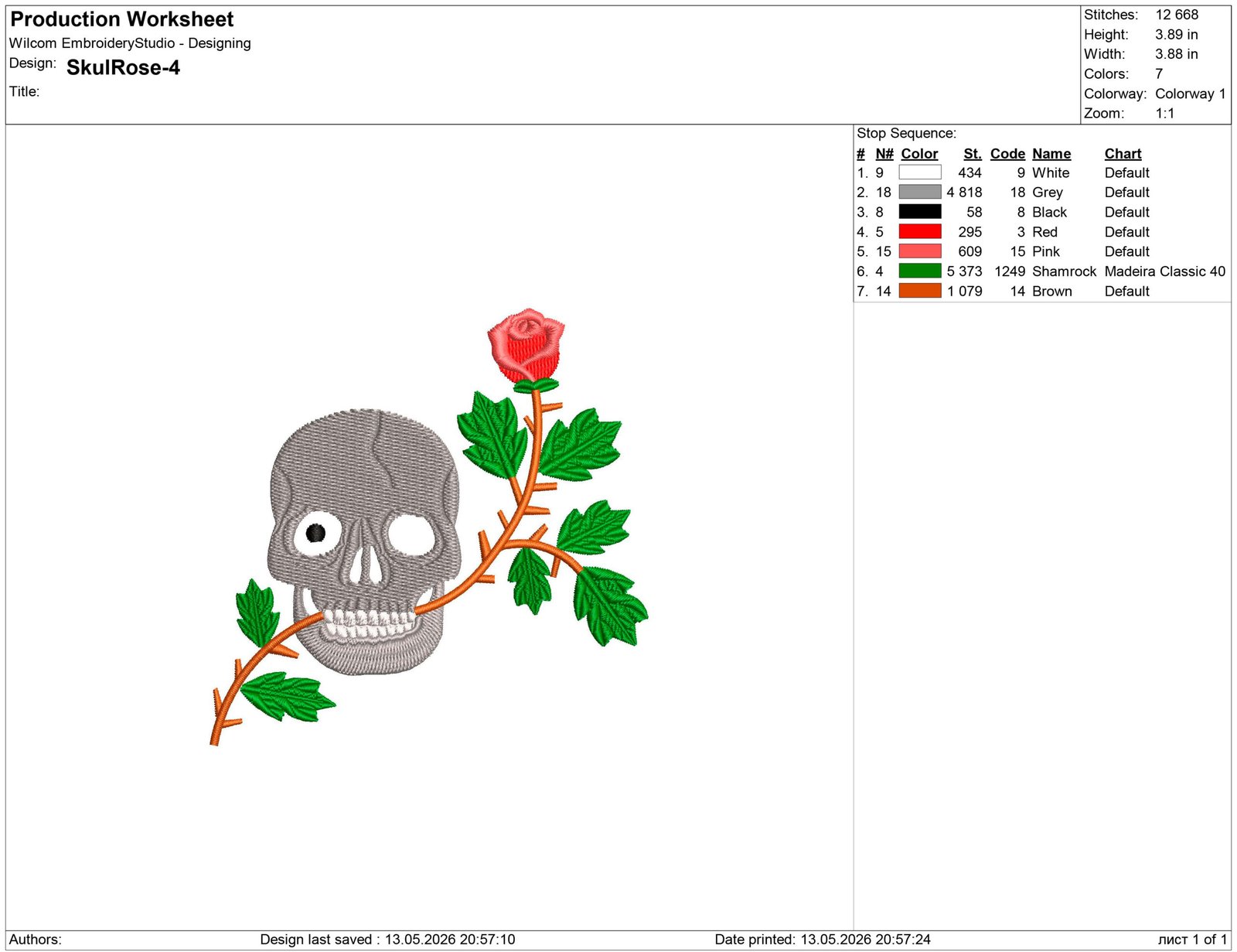 Skull. Skulls and Roses Embroidery design files - Image 2