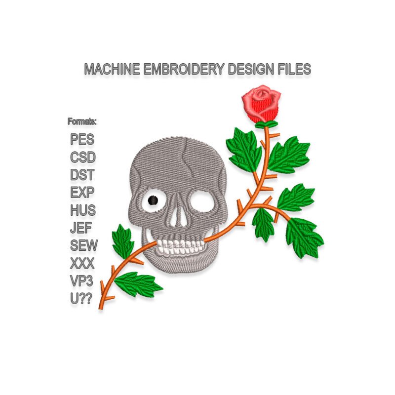 Skulls and Roses Embroidery design