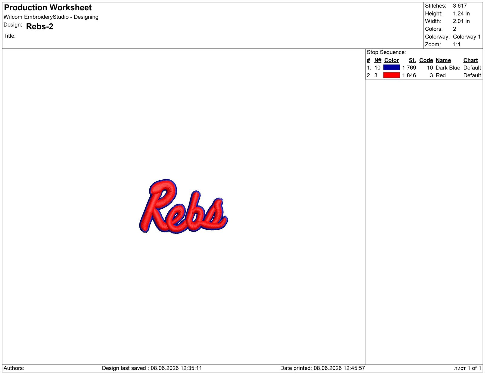 Rebs Embroidery design