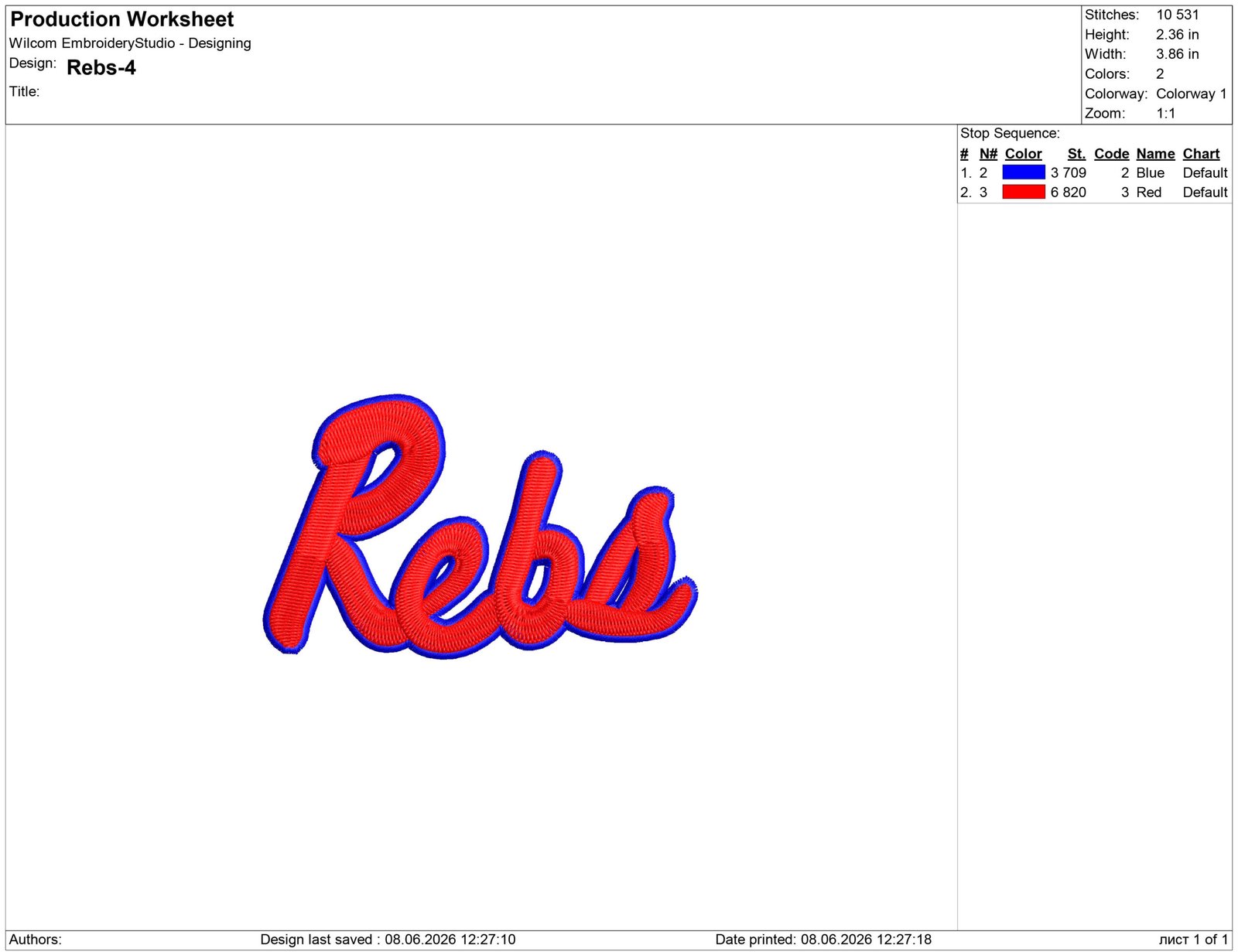 Rebs Embroidery design