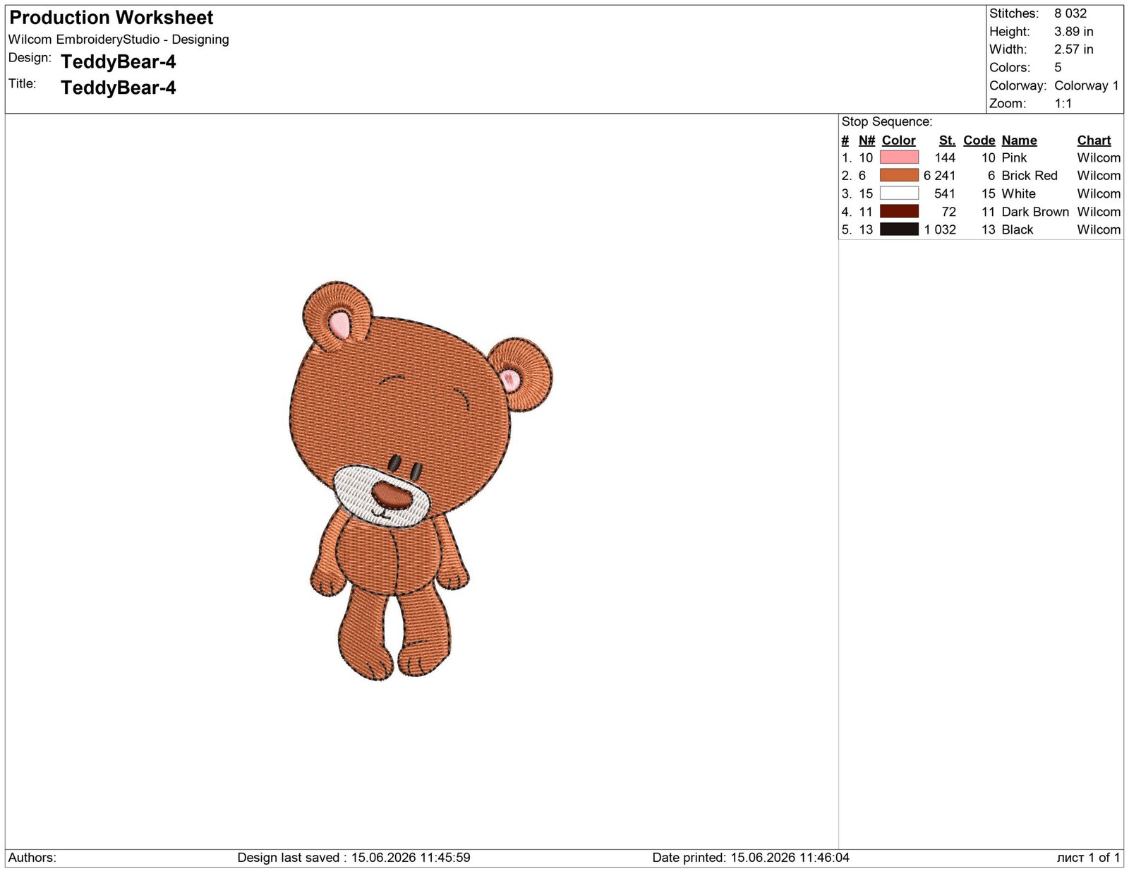 Teddy Bear Embroidery design