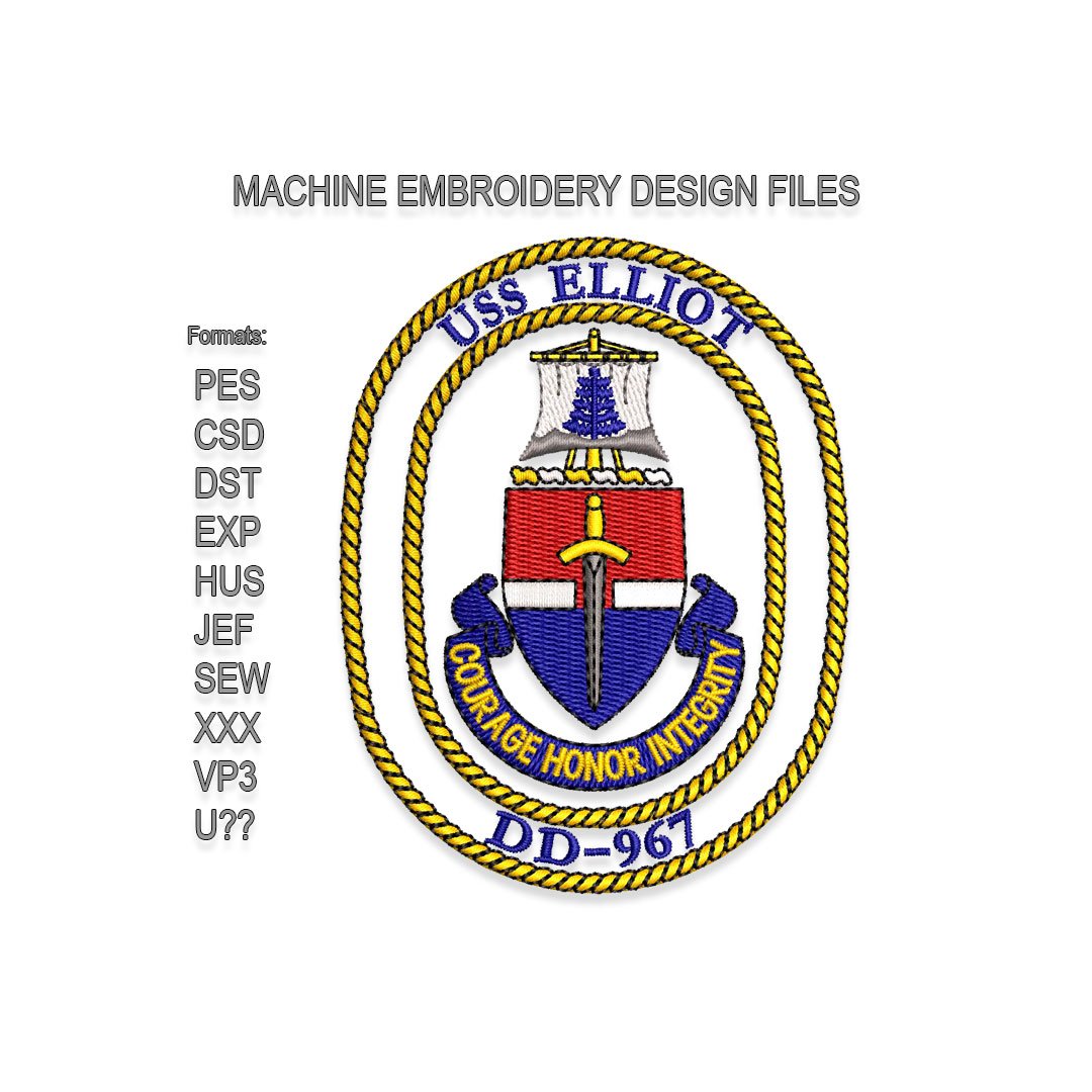 USS Elliot Embroidery design