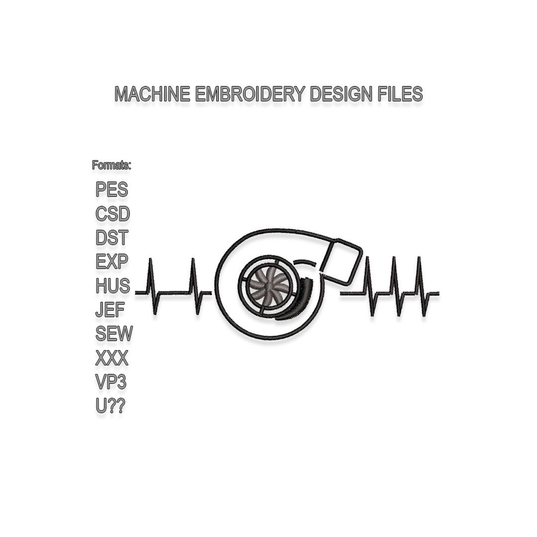 Turbocharger Heartbeat Embroidery design