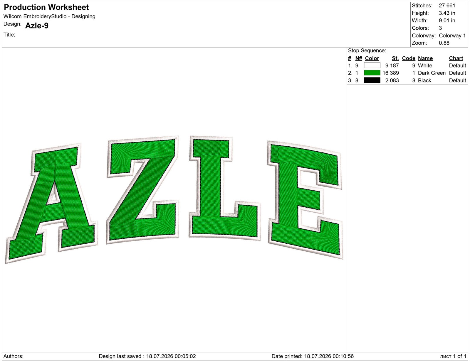 Azle Embroidery design