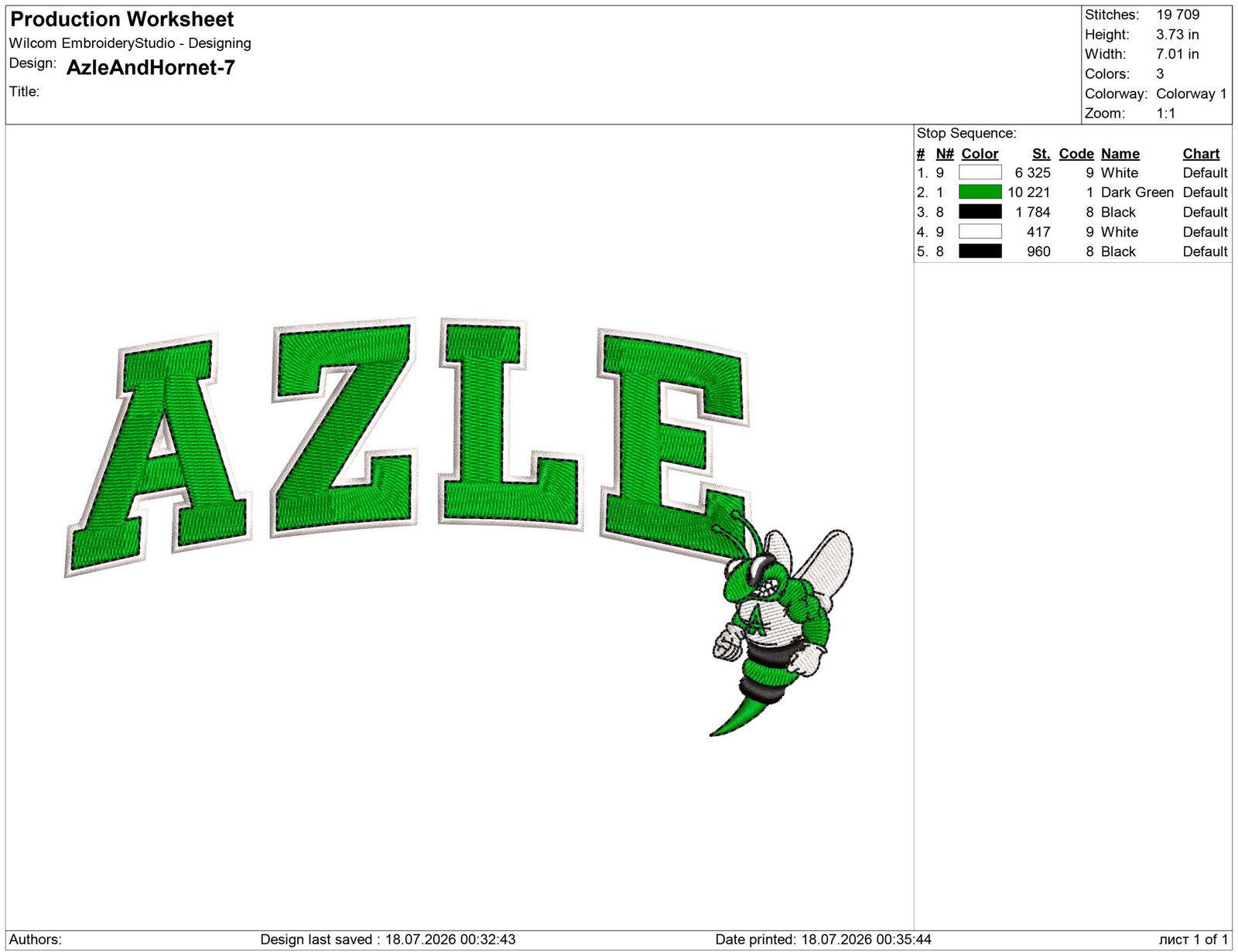 Azle Hornet Embroidery design files - Image 2