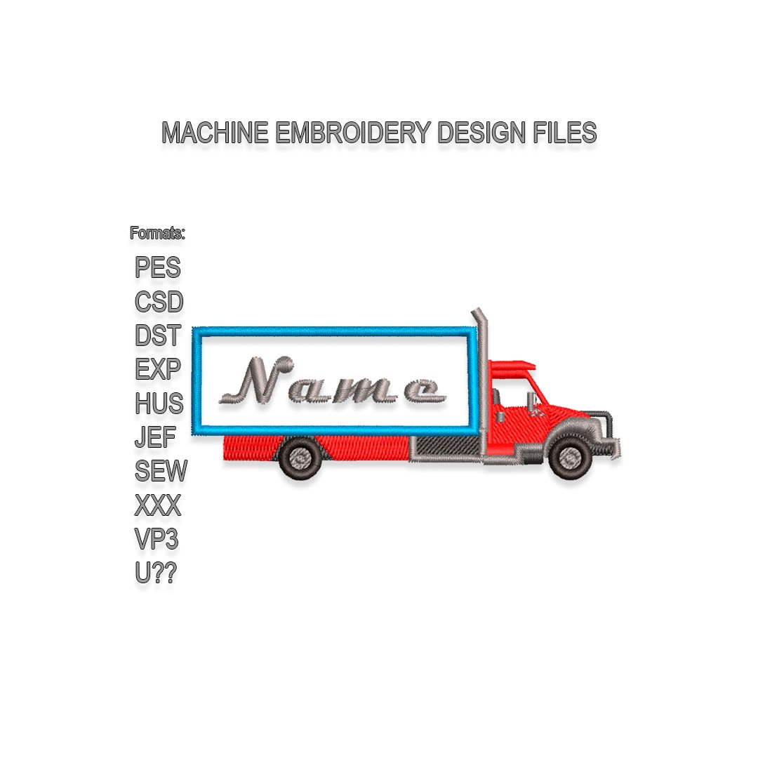 Box Truck Cars frame Embroidery design