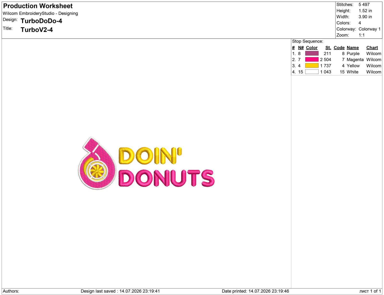 Turbo Doin' Donuts Embroidery design