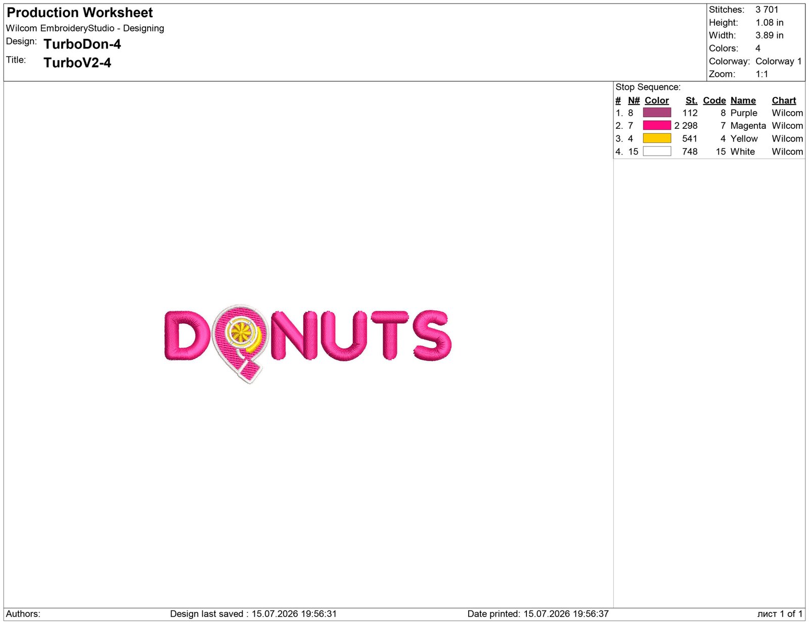 Turbo Donuts Embroidery design
