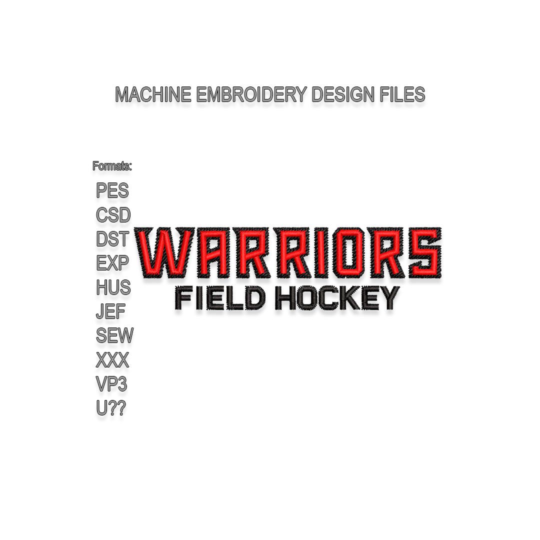 Warriors Field Hockey Embroidery design