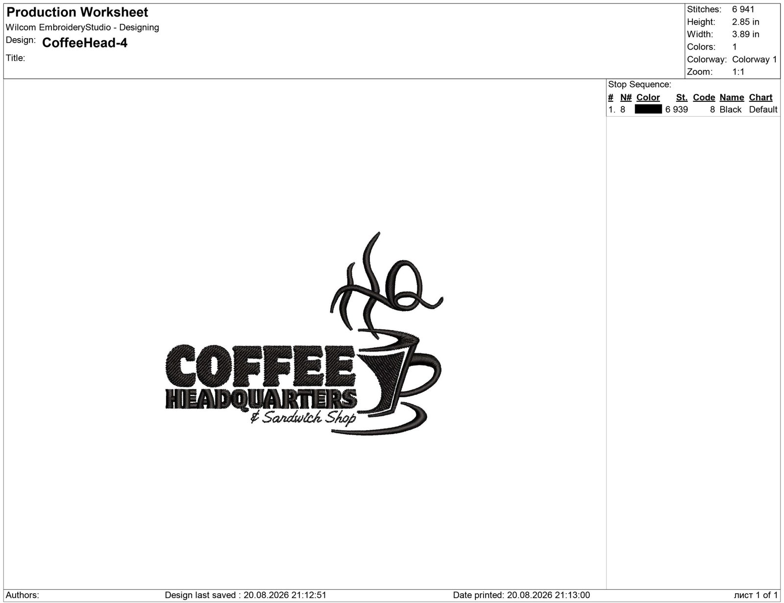 Coffee Headquarters Embroidery design files - Image 2