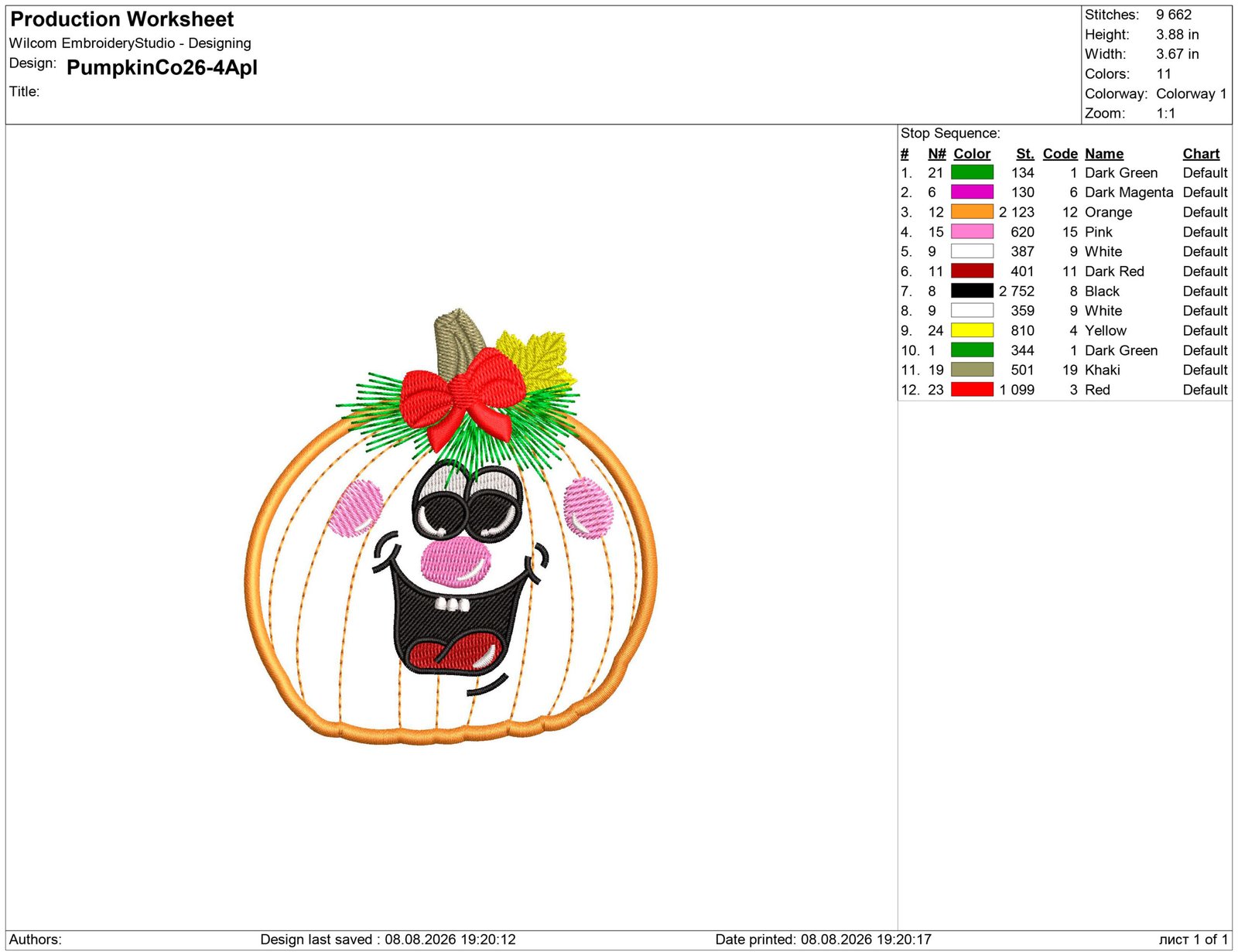 Pumpkin Applique Embroidery design