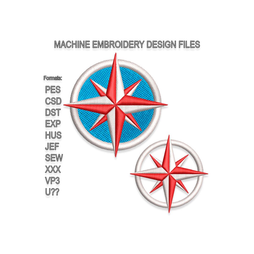 Wind Rose Compass embroidery design