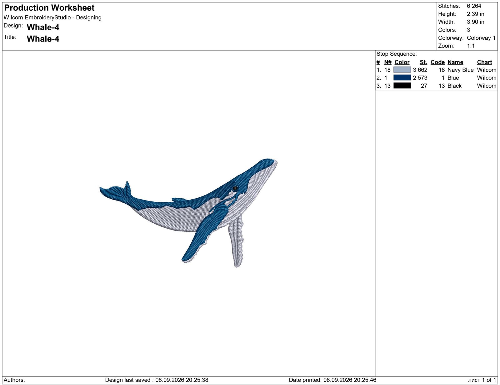 Whale Embroidery design files - Image 2