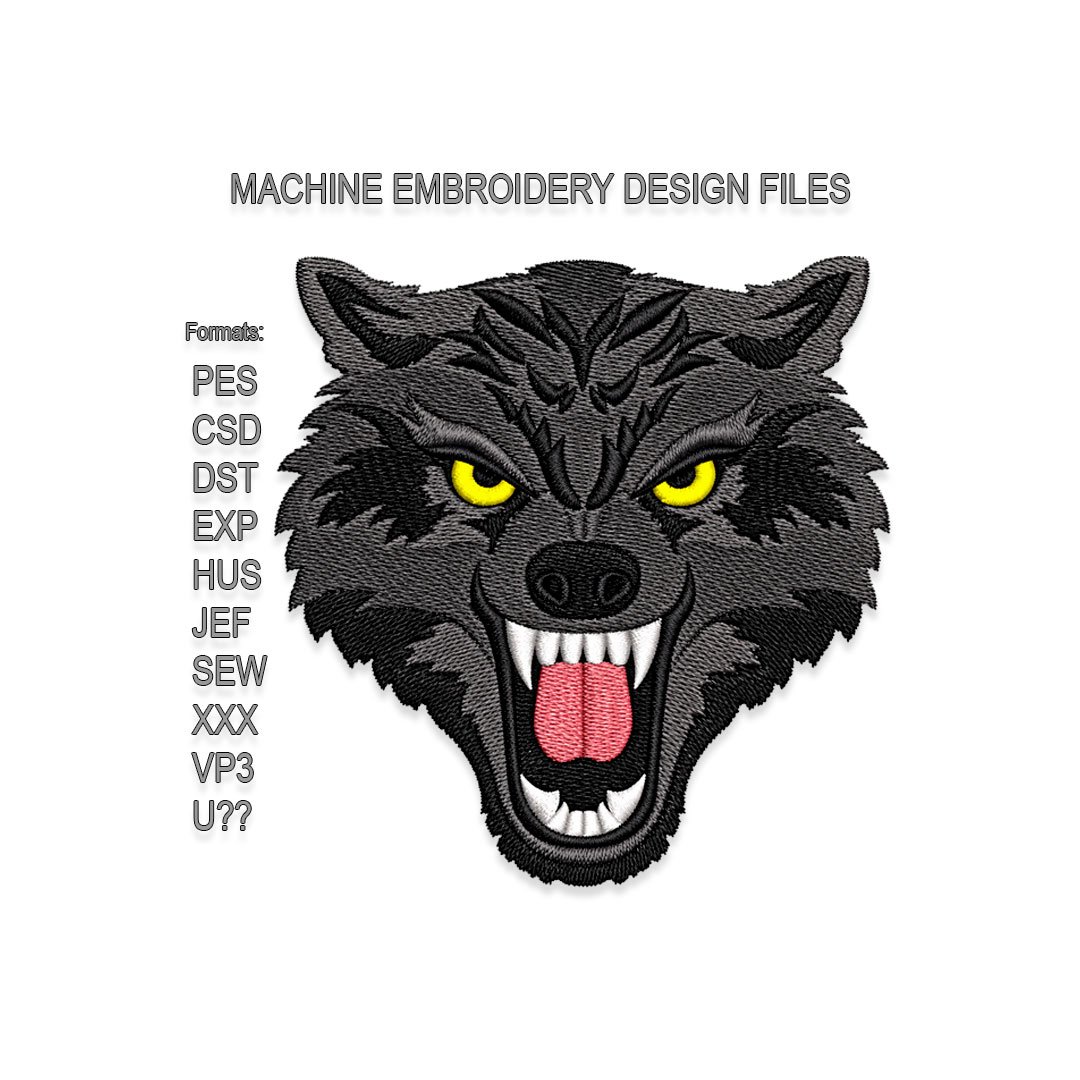 Angry Wolf Embroidery design