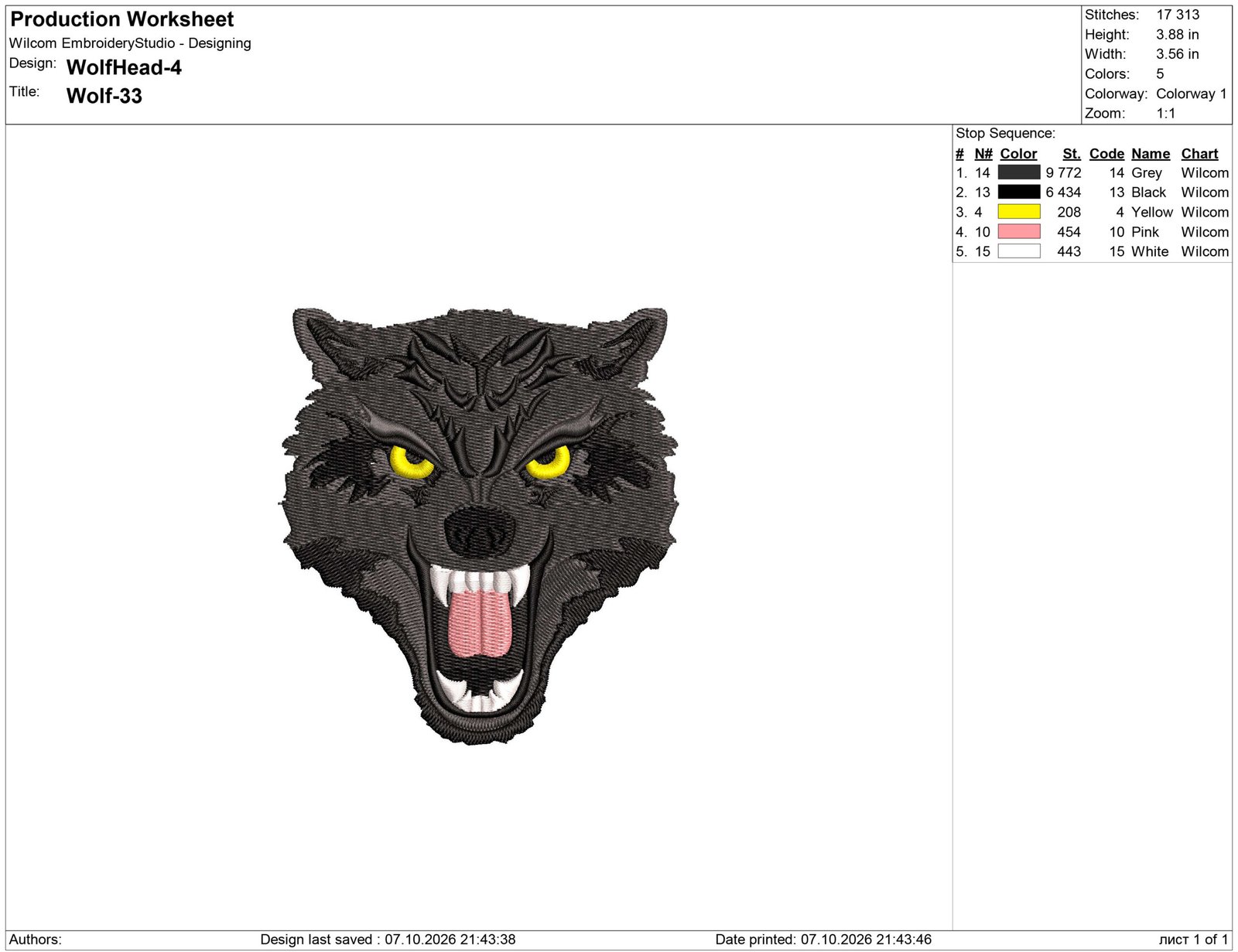 Angry Wolf Embroidery design - Image 2