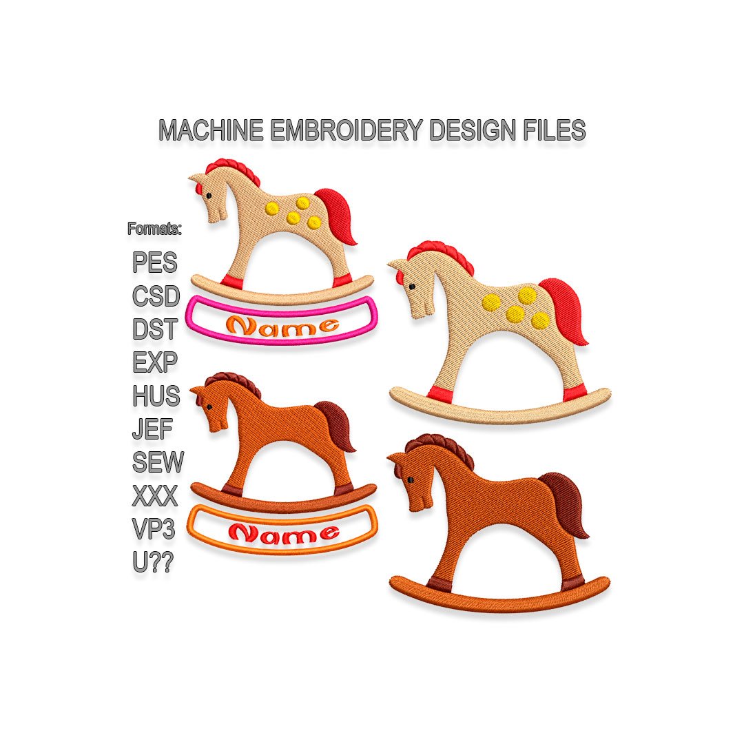 Wooden Horse frame Embroidery design