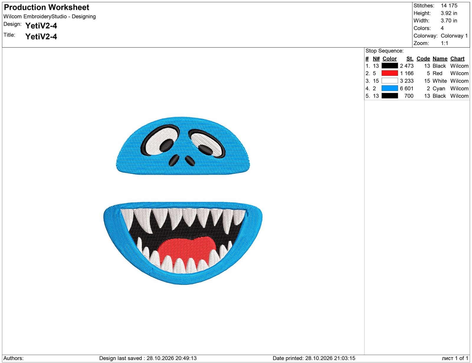 Muppet Yeti Face Embroidery design - Image 2